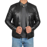 Motorcycle Style Men Genuine Leather Jacket - Leather Jacket