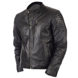 Vintage Biker Genuine Lambskin Leather Jacket For Men In Black Color