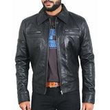Casual Leather Jacket in Biker Style for Men - Leather Jacket