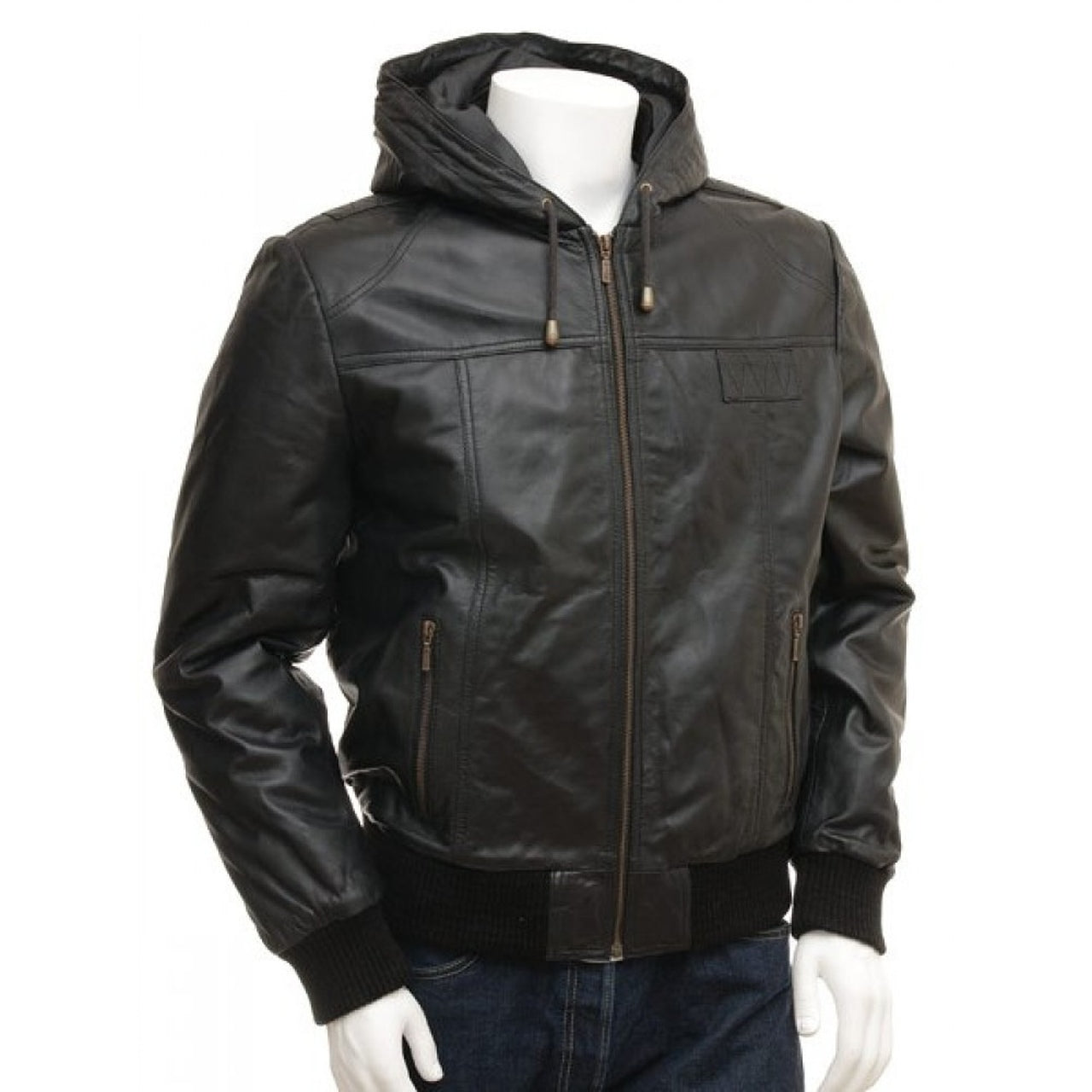 Men Genuine Lambskin Leather Hooded Bomber Jacket – Musheditions