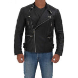 Genuine Asymmetric Lambskin Leather Jacket Men