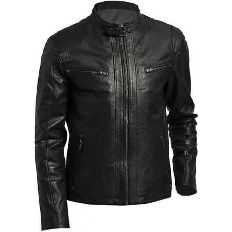men's leather motorcycle jacket
