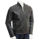 Black Stylish Leather Jacket for Men with Front Pockets - Leather Jacket