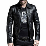 Black Leather Bomber Jacket for Men