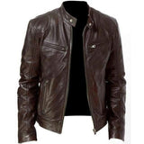 Brown Sword Men Biker Leather Jacket - Leather Jacket