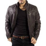Brown Lambskin Distressed Filipo Leather Jacket