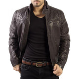 Brown Lambskin Distressed Filipo Leather Jacket - Leather Jacket