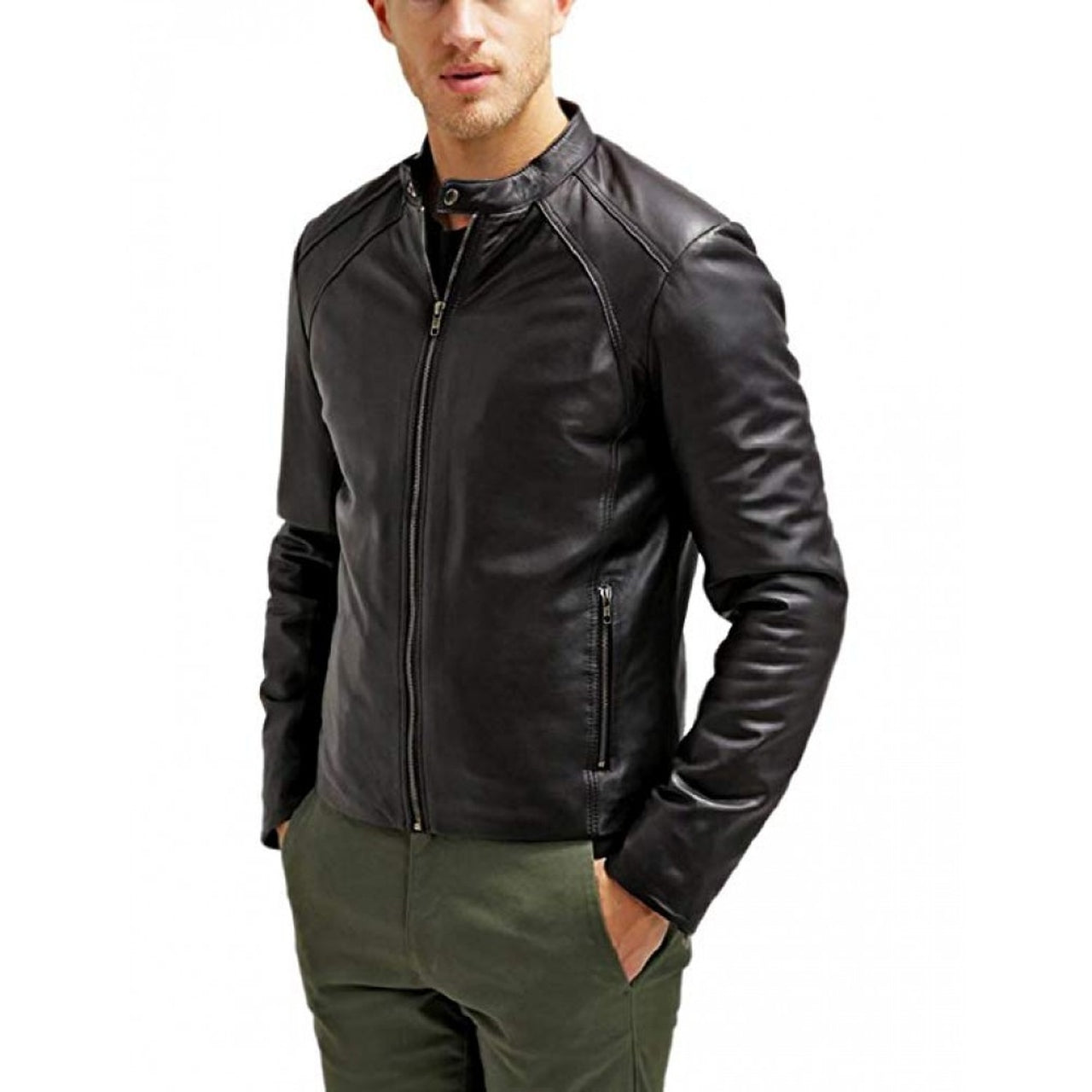 Jaxx Real Leather Biker Jacket In Black - Leather Jacket