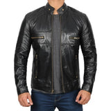 Black Men’s Leather Cafe Racer Jacket