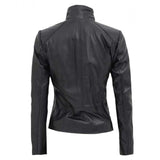 Black Slim Fit Leather Motorcycle Jacket - Leather Jacket