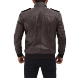 Brown Bomber Biker Leather Mens Jacket - Leather Jacket