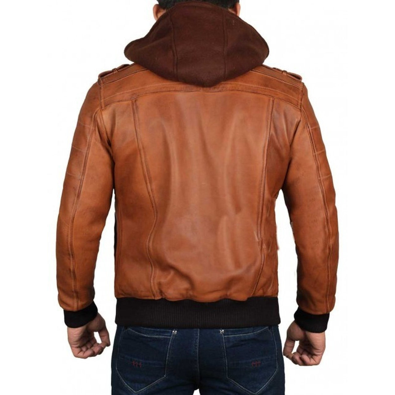 Brown Hooded Leather Jacket for Men - Leather Jacket
