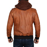 Brown Hooded Leather Jacket for Men - Leather Jacket