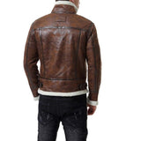 Brown Shearling Leather Jacket Men - Leather Jacket