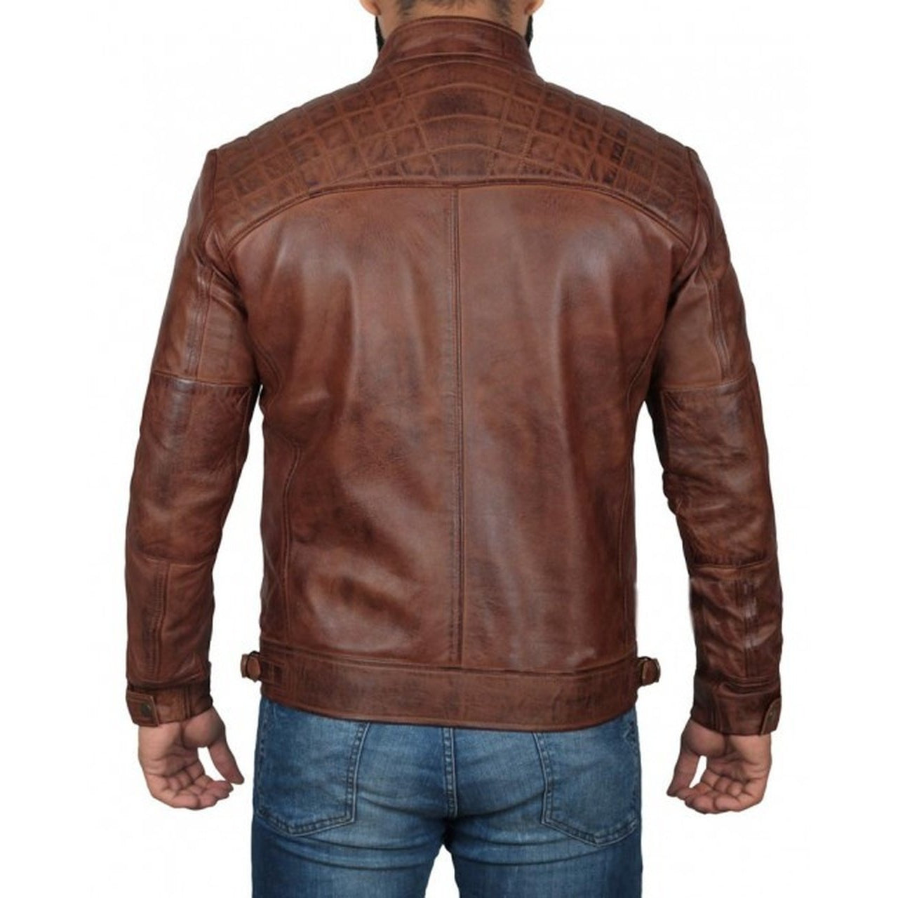 Dark Brown Quilted Fitted Premium Motorcycle Leather Jacket - Leather Jacket