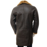 Dark Brown Shearling Leather Coat Men - Leather Jacket