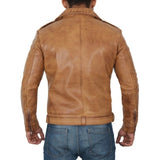 Light Brown Moto Leather Jacket Mens - Leather Jacket