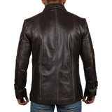 Men Atlanta Dark Brown Distressed Leather Jacket - Leather Jacket