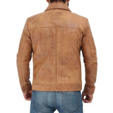 Casual Stylish Camel Brown Fitted Biker Leather Mens Jacket - Leather Jacket