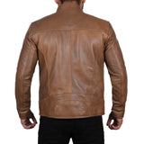 Men Light Brown Leather Jacket - Leather Jacket