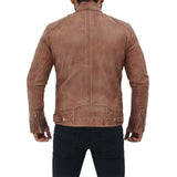 Men Rib Brown Real Leather Jacket - Leather Jacket