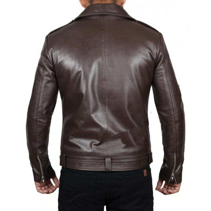 Police Style Leather Motorcycle Jacket - Leather Jacket