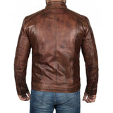 Retro Cafe Racer Brown Leather Jacket - Leather Jacket