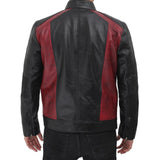 Cafe Racer With Zipper Cuff Men Genuine Sheep Leather Jacket