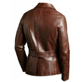 Blazer Coat Jacket For Men's Leather Brown Cafe Racer Sheepskin Bomber Top - Leather Jacket