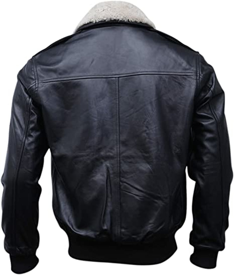 Black bomber style Fur Leather jacket