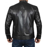 Black Leather Cafe Racer Jacket For Men