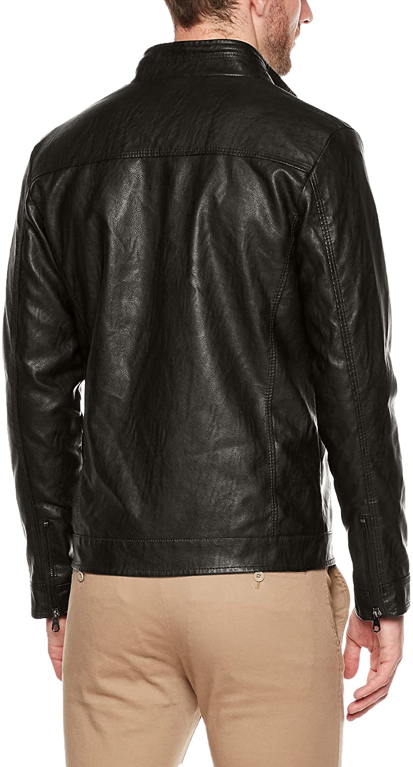 Black Color Genuine Sheep Leather Jacket In Slim Fit Classic Style For Men