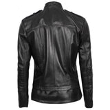 Black Fitted Women Leather Jacket - Leather Jacket