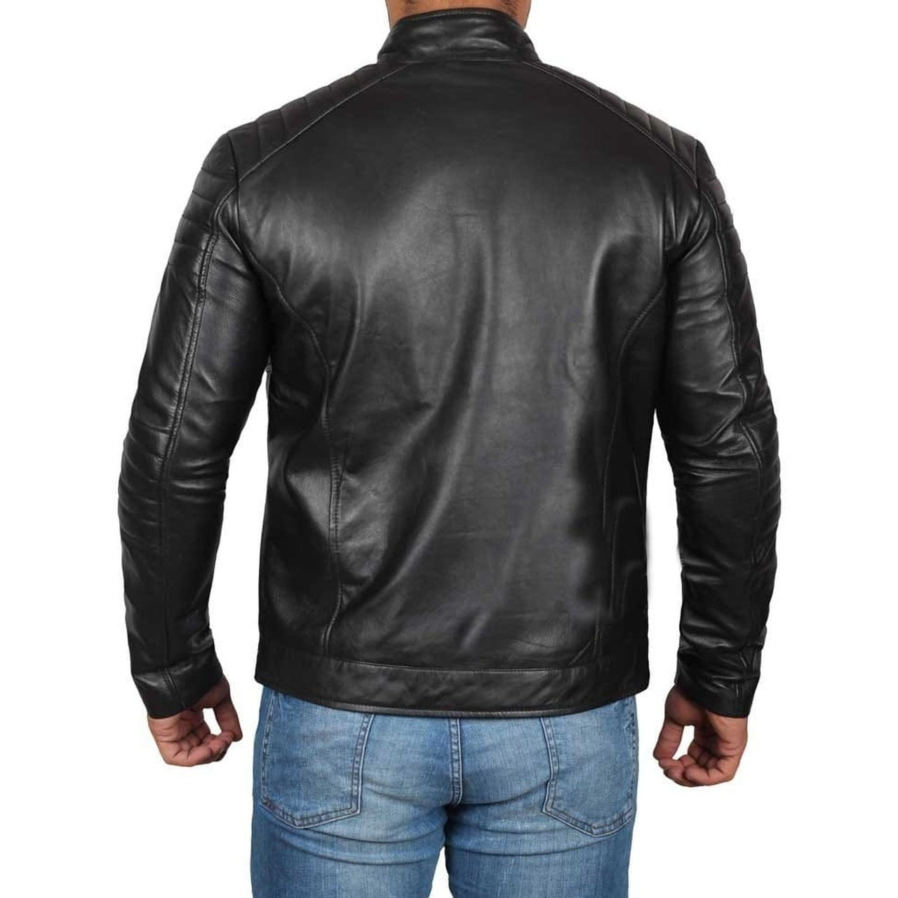 Black Genuine Leather Biker Jacket Men - Leather Jacket