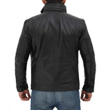 Black Leather Multi Pocket Jacket for Men - Leather Jacket