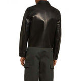 Black Slim Fit Cafe Racer Leather Jacket Men - Leather Jacket