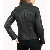 Black Stylish Biker Leather Jacket for Women - Leather Jacket