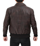 Bomber Dark brown Genuine SheepSkin Leather Jacket Men