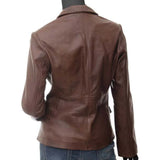 Brown Leather Blazer Jacket for Women - Leather Jacket