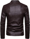 Brown Slim Fit In Classic Style Leather Jacket For Men