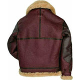 Cockpit Maroon RAF Fur Shearling Aviator B-3 Bomber Real Leather Jacket For Men - Leather Jacket