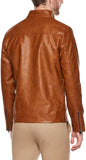 Camel Color Genuine Sheep Leather Jacket In Slim Fit Classic Style For Men