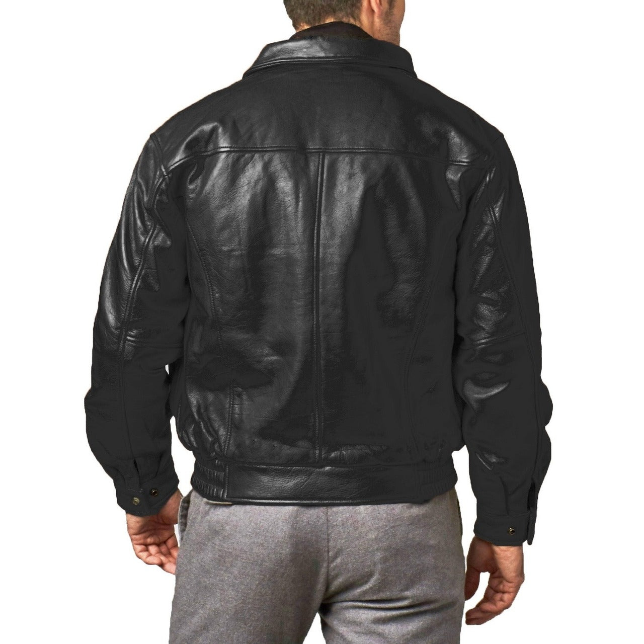 Classic Design Genuine Sheep Leather Jacket Black For Men