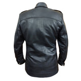 Classic Motorcycle Style Geniune Men Leather Jacket In Black