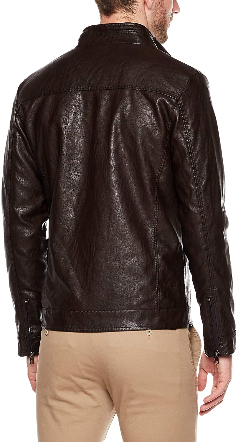 Coffee Color Genuine Sheep Leather Jacket In Slim Fit Classic Style For Men
