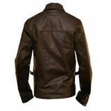 Distressed Brown Mens Leather Jacket Coat Blazer Motorcycle Biker Cafe Racer - Leather Jacket