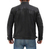 Diamond Classic Black Cafe Racer Biker leather Jacket - Leather Jacket