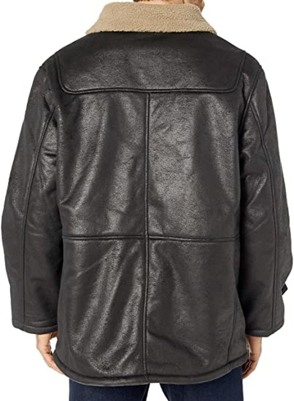Men’s Black Leather Jacket with Fur in Bottom Style