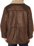 Brown Fur Leather Jacket in Bottom Style For Men