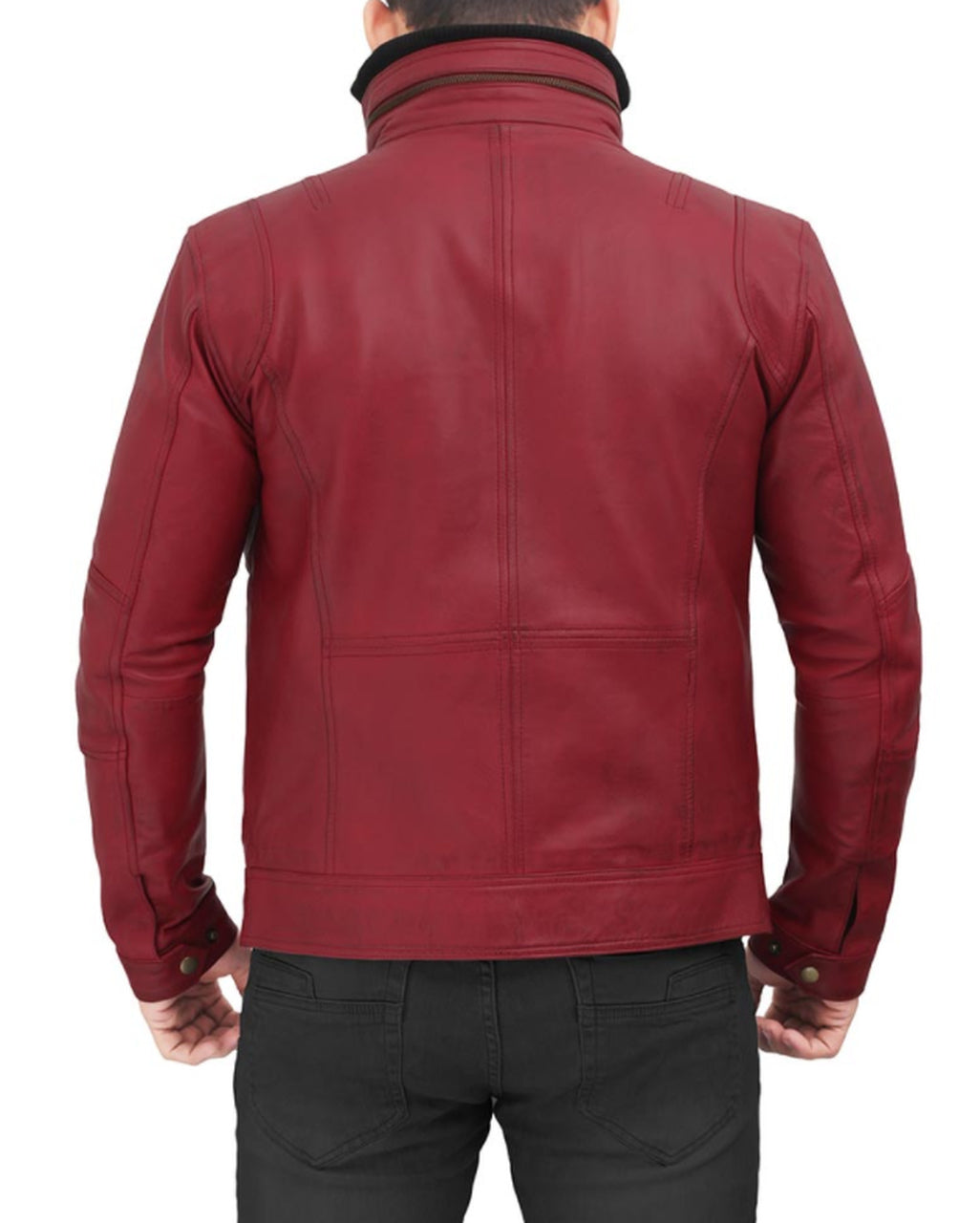 Maroon Fited Genuine Sheep Leather Jacket For Men